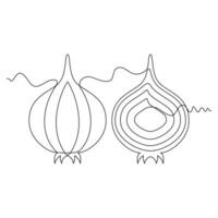 one line art Onion illustration. line art, one continuous line, simple, hand drawn and sketch style. for icons, symbols, signs or logos vector