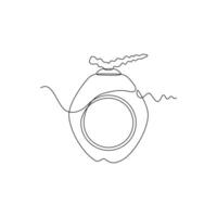 one line art Coconut illustration. line art, one continuous line, simple, hand drawn and sketch style. for icons, symbols, signs or logos vector