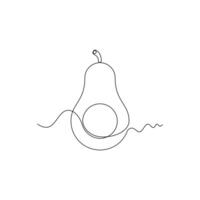 one line art Avocado illustration. line art, one continuous line, simple, hand drawn and sketch style. for icons, symbols, signs or logos vector