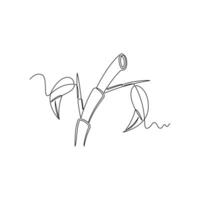 one line art Bamboo illustration. line art, one continuous line, simple, hand drawn and sketch style. for icons, symbols, signs or logos vector