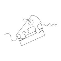 one line art Cake illustration. line art, one continuous line, simple, hand drawn and sketch style. for icons, symbols, signs or logos vector