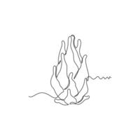 one line art Dragon Fruit illustration. line art, one continuous line, simple, hand drawn and sketch style. for icons, symbols, signs or logos vector