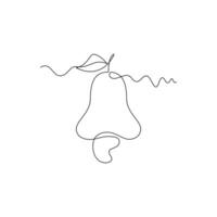 one line art Cashew illustration. line art, one continuous line, simple, hand drawn and sketch style. for icons, symbols, signs or logos vector