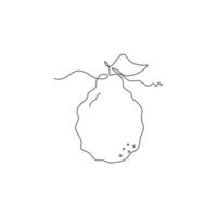 one line art Guava illustration. line art, one continuous line, simple, hand drawn and sketch style. for icons, symbols, signs or logos vector