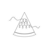 one line art Watermelon Slice illustration. line art, one continuous line, simple, hand drawn and sketch style. for icons, symbols, signs or logos vector