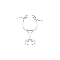 one line art Goblet Glass illustration. line art, one continuous line, simple, hand drawn and sketch style. for icons, symbols, signs or logos vector