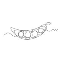 one line art Peas illustration. line art, one continuous line, simple, hand drawn and sketch style. for icons, symbols, signs or logos vector