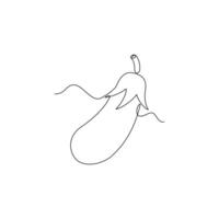 one line art Eggplant illustration. line art, one continuous line, simple, hand drawn and sketch style. for icons, symbols, signs or logos vector