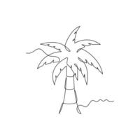one line art Palm Tree illustration. line art, one continuous line, simple, hand drawn and sketch style. for icons, symbols, signs or logos vector
