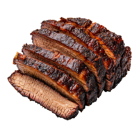 Juicy Beef Brisket Slices with Smoky Edges on Display png