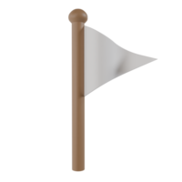 3d render of a pole with a white triangle flag. illustration concept surrender png