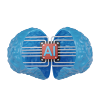 3d render icon AI chip with brain. concept of thinking idea using artificial intelligence png