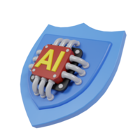3d render of shield icon and ai chip. web protection concept using artificial intelligence png