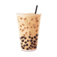 A refreshing boba tea drink in a clear plastic cup with a black straw against a transparent background image png