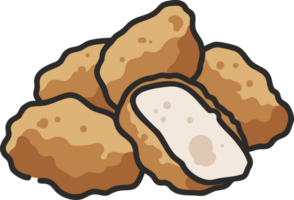 Pile of Chicken Nuggets with One Cut Open png