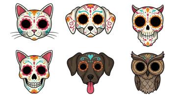 Dia de los Muertos animals set. vector