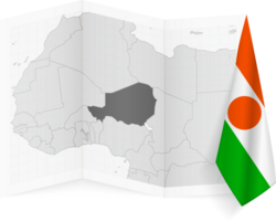 Niger grayscale map and hanging flag. png