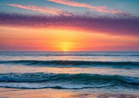 Sea waves with beautiful sky at the beach photo