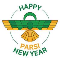 Modern Parsi New Year Badge on White Background. vector