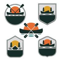 Four different logos for canoeing and camping vector