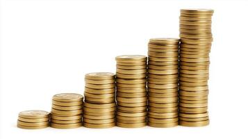 A stack of coins gradually increasing in height, forming a business Background, Luxury HD wallpaper Image, Trendy high resolution Desktop Background photo