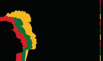 Silhouette of African woman in side profile with Juneteenth-inspired colors and pattern. Cultural pride design with clean copyspace for text or branding. vector