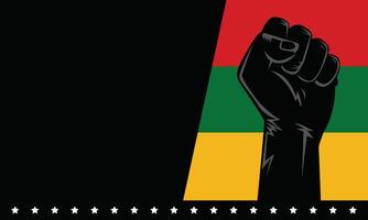 Raised clenched fist with shining stars and Juneteenth colors. Strong symbol of power, resistance, and celebration. Includes copyspace for message or title. vector