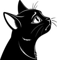 Sad Cat Face Silhouette with Angled Eyes Expression vector