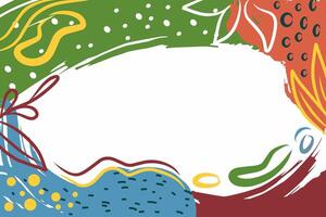 Illustration of an abstract background with leaf elements, blob and organic shapes line art with white negative space for text. vector