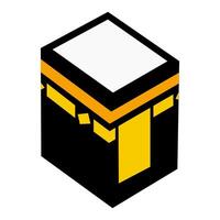 Illustration of Kaaba, Ka'bah, Ka'ba is cube shaped building in Mecca, Saudi Arabia and Hajj pilgrimage central point. vector