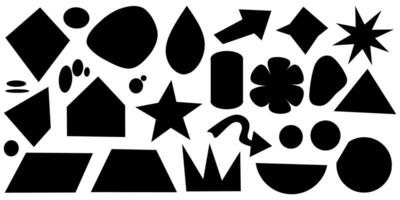 Set of geometric shapes, star, flower, and arrows isolated for creative assets. vector
