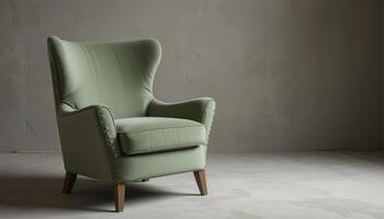 Elegant Green Armchair Enhancing Minimalist Interior Design in Modern Space photo