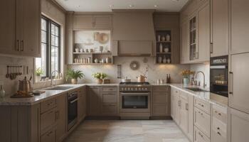 Stylish Modern Kitchen Filled With Natural Light and Elegant Design Elements photo