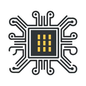 Modern Yellow Microchip Processor vector