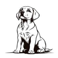 Sitting Puppy With Sad Expression vector