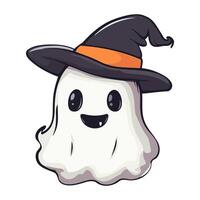 Smiling Ghost with Witch Hat Fun vector