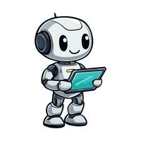 Cute Robot Using Tablet Device vector