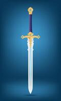 illustration of a decorative sword featuring a gold hilt adorned with gemstones and a sleek blade against a gradient background, perfect for fantasy themes vector