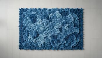 Textured Blue Rug Showcasing Intricate Patterns for Modern Home Decor photo