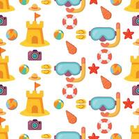 Summer beach elements pattern repeat vector