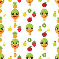Happy fruit ice cream pattern repeat vector