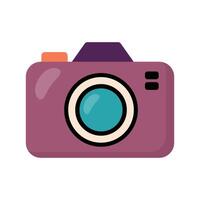 Purple retro camera for photography Summer vacation photo equipment Travel memories capture device vector
