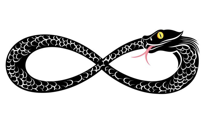 Infinity snake Logo DesignsCollection of high quality infinity logo. Decortion for card design. Abstract sign for mug,t-shirt,phone case. Ideal for printing, posters.
