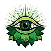 Bohemian green logo eye, icon eye design template, geometric abstract design element for decoration. vector
