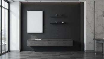 Modern Interior Design Featuring Minimalist Furniture in a Contemporary Space With Large Windows photo