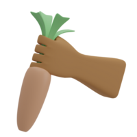 Cute 3D Carrot With Hand Icon Illustration Render png