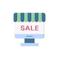 A colorful shopping icon symbolizing an exciting sale, with an attractive storefront design ideal for online retail promotions and marketing, effectively drawing in potential customers vector