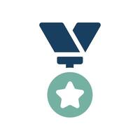 This minimalist reward icon features a sleek medal with a prominent star, symbolizing significant achievements and honors, ideal for applications related to awards and accomplishments vector