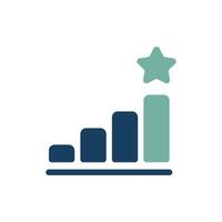 A graphic illustration shows themes of growth and achievement with ascending bars ending in a shining star, symbolizing the exceptional success possible in various professional fields vector