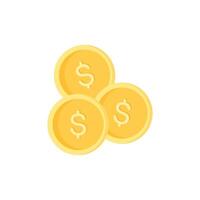 A memorable icon features three golden coins and bold dollar signs, representing shopping, finance, and ecommerce in modern digital design with vibrant colors and striking visual appeal vector
